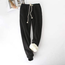 Winter Lambskin Thicker Elastic Waist Pants Loose Large Size Solid Color Cotton Harem Pants Women Casual Warm Trousers MZ1955