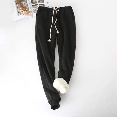 Winter Lambskin Thicker Elastic Waist Pants Loose Large Size Solid Color Cotton Harem Pants Women Casual Warm Trousers MZ1955