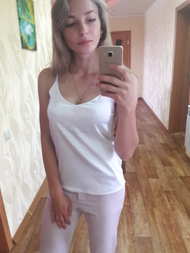 Crop Top Women Camis Silk Satin Halter Top Women Camisole 2018 Summer Style Sexy Sleeveless Vest Slim White Tops Roupas Femin