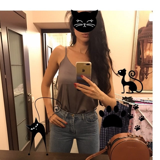 Crop Top Women Camis Silk Satin Halter Top Women Camisole 2018 Summer Style Sexy Sleeveless Vest Slim White Tops Roupas Femin