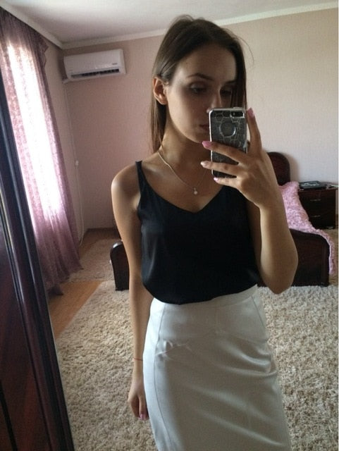Crop Top Women Camis Silk Satin Halter Top Women Camisole 2018 Summer Style Sexy Sleeveless Vest Slim White Tops Roupas Femin
