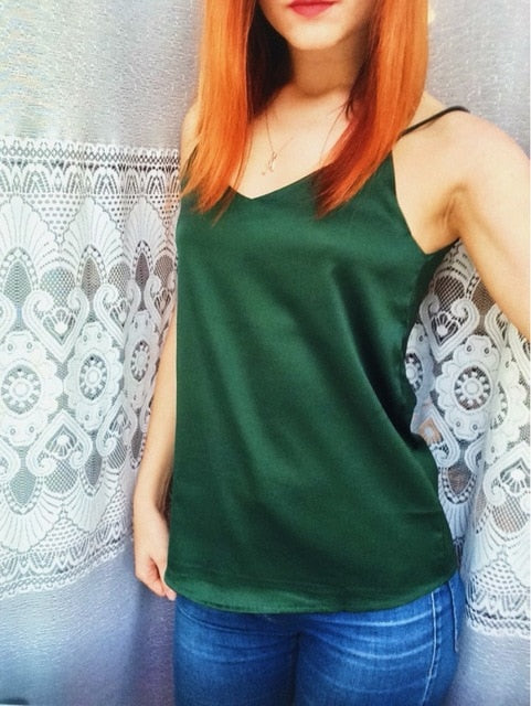 Crop Top Women Camis Silk Satin Halter Top Women Camisole 2018 Summer Style Sexy Sleeveless Vest Slim White Tops Roupas Femin