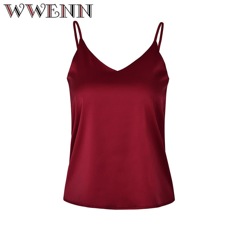 Crop Top Women Camis Silk Satin Halter Top Women Camisole 2018 Summer Style Sexy Sleeveless Vest Slim White Tops Roupas Femin