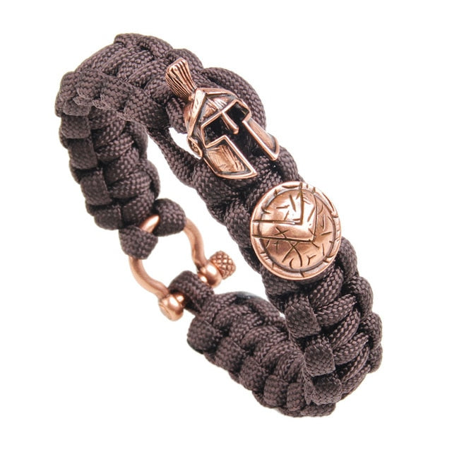Janeyacy Brave Outdoor Survival Bracelet Men's Spartan Helmet Umbrella Rope Bracelets Pulseira Masculina Skull nylon Bracelet