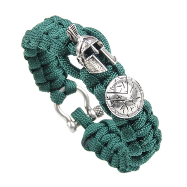 Janeyacy Brave Outdoor Survival Bracelet Men's Spartan Helmet Umbrella Rope Bracelets Pulseira Masculina Skull nylon Bracelet