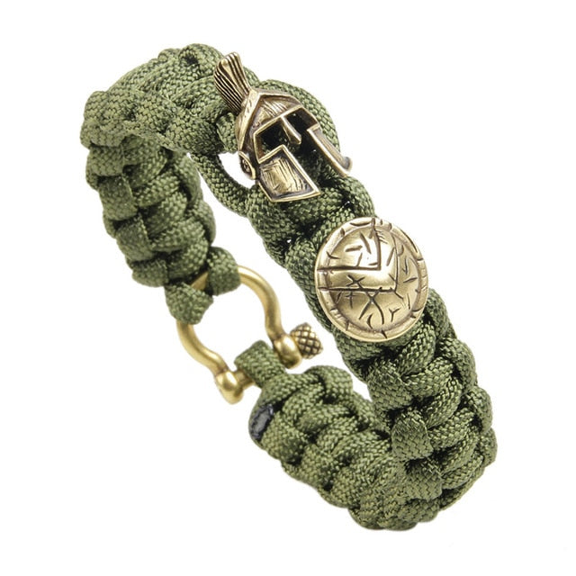 Janeyacy Brave Outdoor Survival Bracelet Men's Spartan Helmet Umbrella Rope Bracelets Pulseira Masculina Skull nylon Bracelet