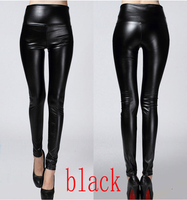 2018 Autumn winter Women legging skinny PU leather pencil Leggings slim faux Leather Pants female fashion thick fleece trousers