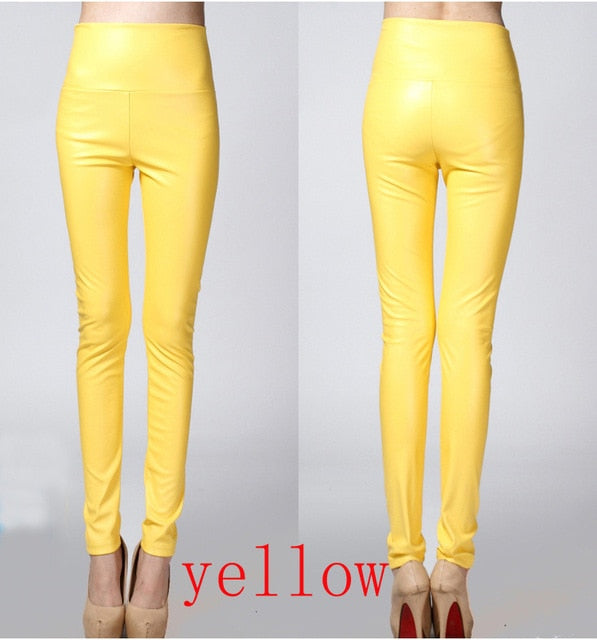 2018 Autumn winter Women legging skinny PU leather pencil Leggings slim faux Leather Pants female fashion thick fleece trousers