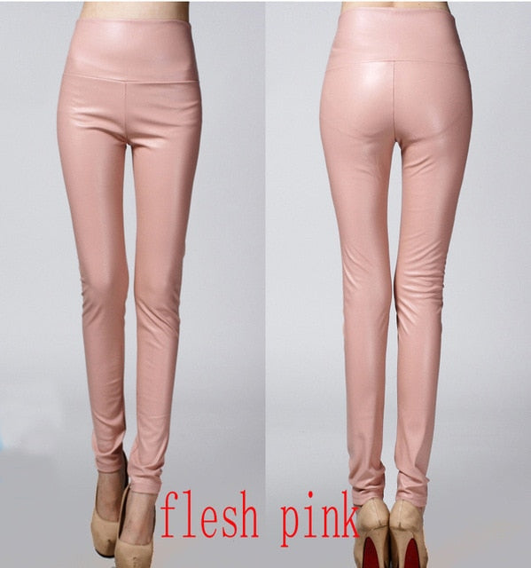 2018 Autumn winter Women legging skinny PU leather pencil Leggings slim faux Leather Pants female fashion thick fleece trousers