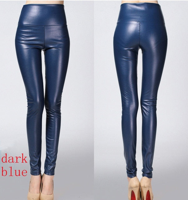 2018 Autumn winter Women legging skinny PU leather pencil Leggings slim faux Leather Pants female fashion thick fleece trousers