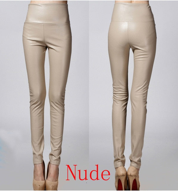 2018 Autumn winter Women legging skinny PU leather pencil Leggings slim faux Leather Pants female fashion thick fleece trousers