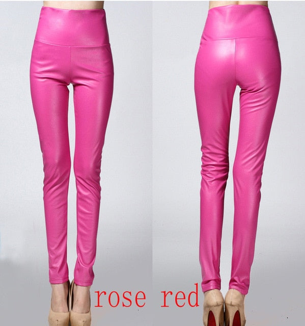 2018 Autumn winter Women legging skinny PU leather pencil Leggings slim faux Leather Pants female fashion thick fleece trousers