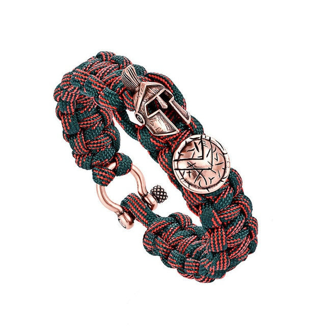 Janeyacy Brave Outdoor Survival Bracelet Men's Spartan Helmet Umbrella Rope Bracelets Pulseira Masculina Skull nylon Bracelet