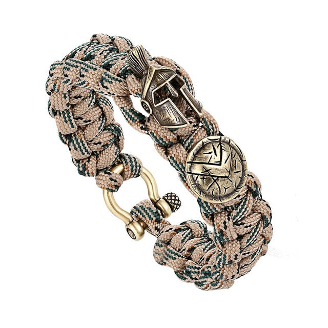 Janeyacy Brave Outdoor Survival Bracelet Men's Spartan Helmet Umbrella Rope Bracelets Pulseira Masculina Skull nylon Bracelet
