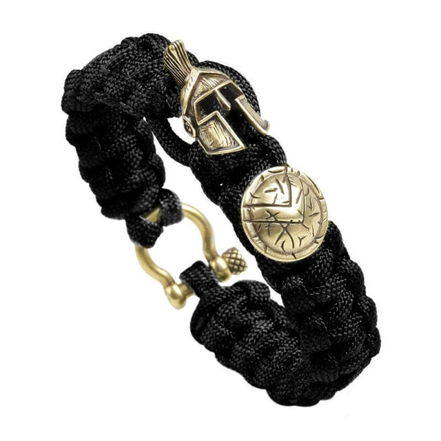 Janeyacy Brave Outdoor Survival Bracelet Men's Spartan Helmet Umbrella Rope Bracelets Pulseira Masculina Skull nylon Bracelet