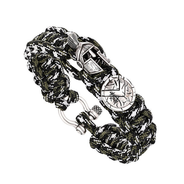 Janeyacy Brave Outdoor Survival Bracelet Men's Spartan Helmet Umbrella Rope Bracelets Pulseira Masculina Skull nylon Bracelet