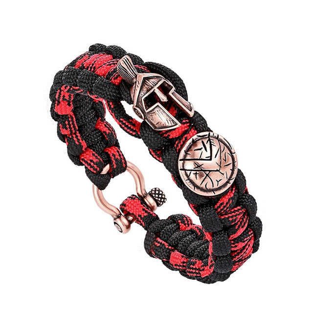 Janeyacy Brave Outdoor Survival Bracelet Men's Spartan Helmet Umbrella Rope Bracelets Pulseira Masculina Skull nylon Bracelet