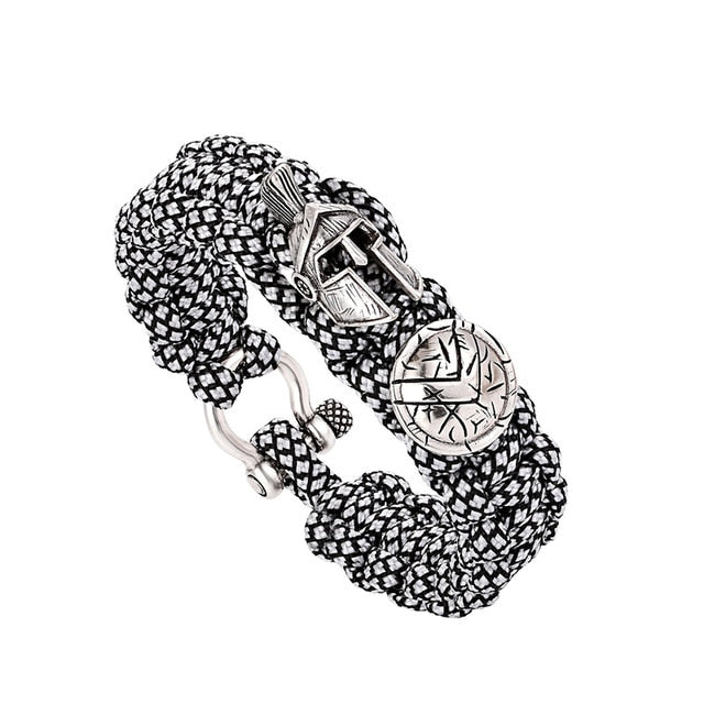 Janeyacy Brave Outdoor Survival Bracelet Men's Spartan Helmet Umbrella Rope Bracelets Pulseira Masculina Skull nylon Bracelet
