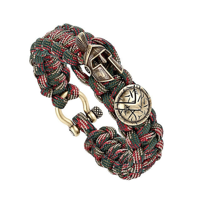 Janeyacy Brave Outdoor Survival Bracelet Men's Spartan Helmet Umbrella Rope Bracelets Pulseira Masculina Skull nylon Bracelet