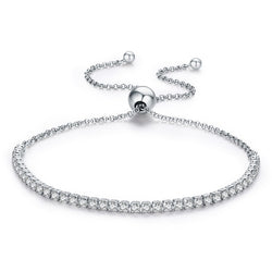BAMOER Featured Brand DEALS 925 Sterling Silver Sparkling Strand Bracelet Women Link Tennis Bracelet Silver Jewelry SCB029