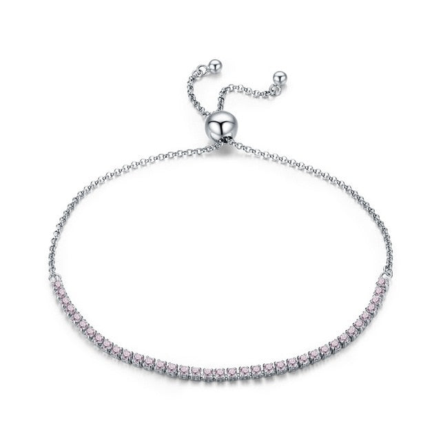 BAMOER Featured Brand DEALS 925 Sterling Silver Sparkling Strand Bracelet Women Link Tennis Bracelet Silver Jewelry SCB029