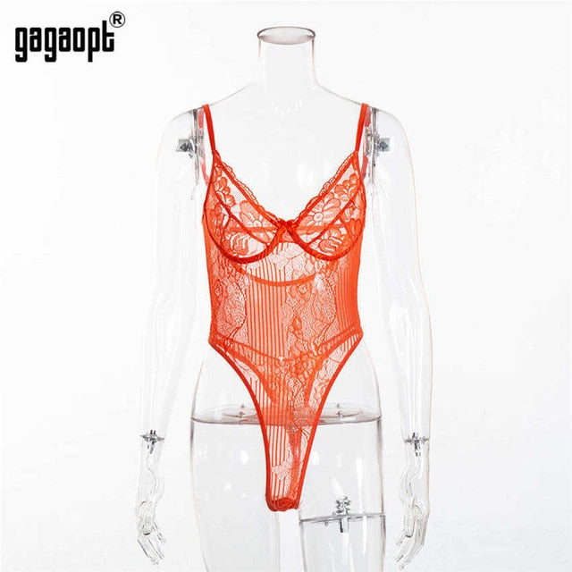 Gagaopt Sexy Bodysuit Women 2018 Autumn Bow Tie Floral Embroidery Hollow Out Lace Bodysuit Black White Jumpsuit Overalls